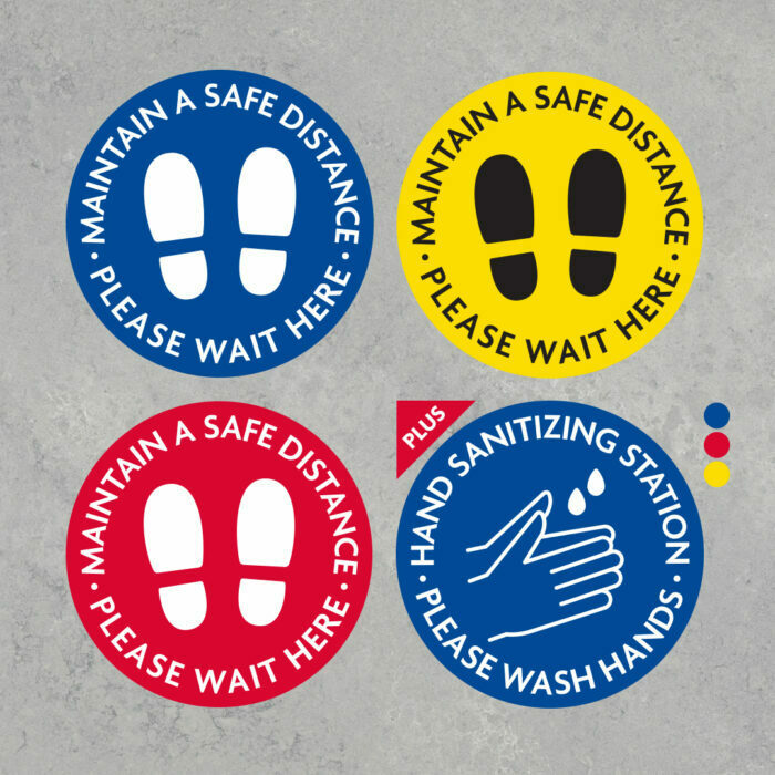 Wait Here and Sanitize Your Hands Decal Combo Pack